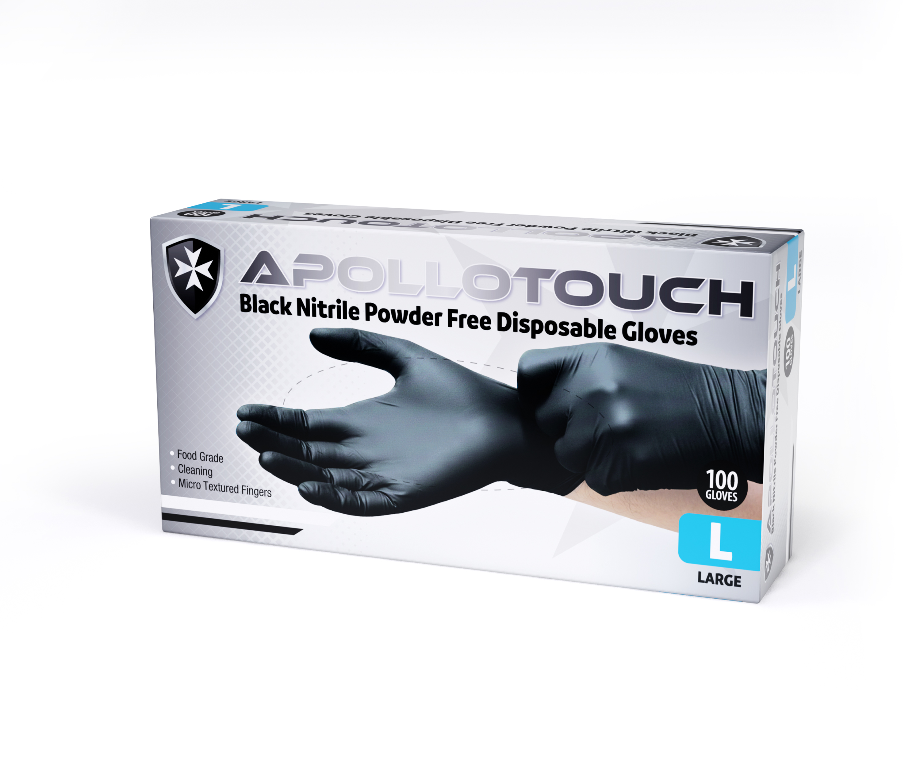 Apollo Touch Black Nitrile Powder Free Disposable Gloves