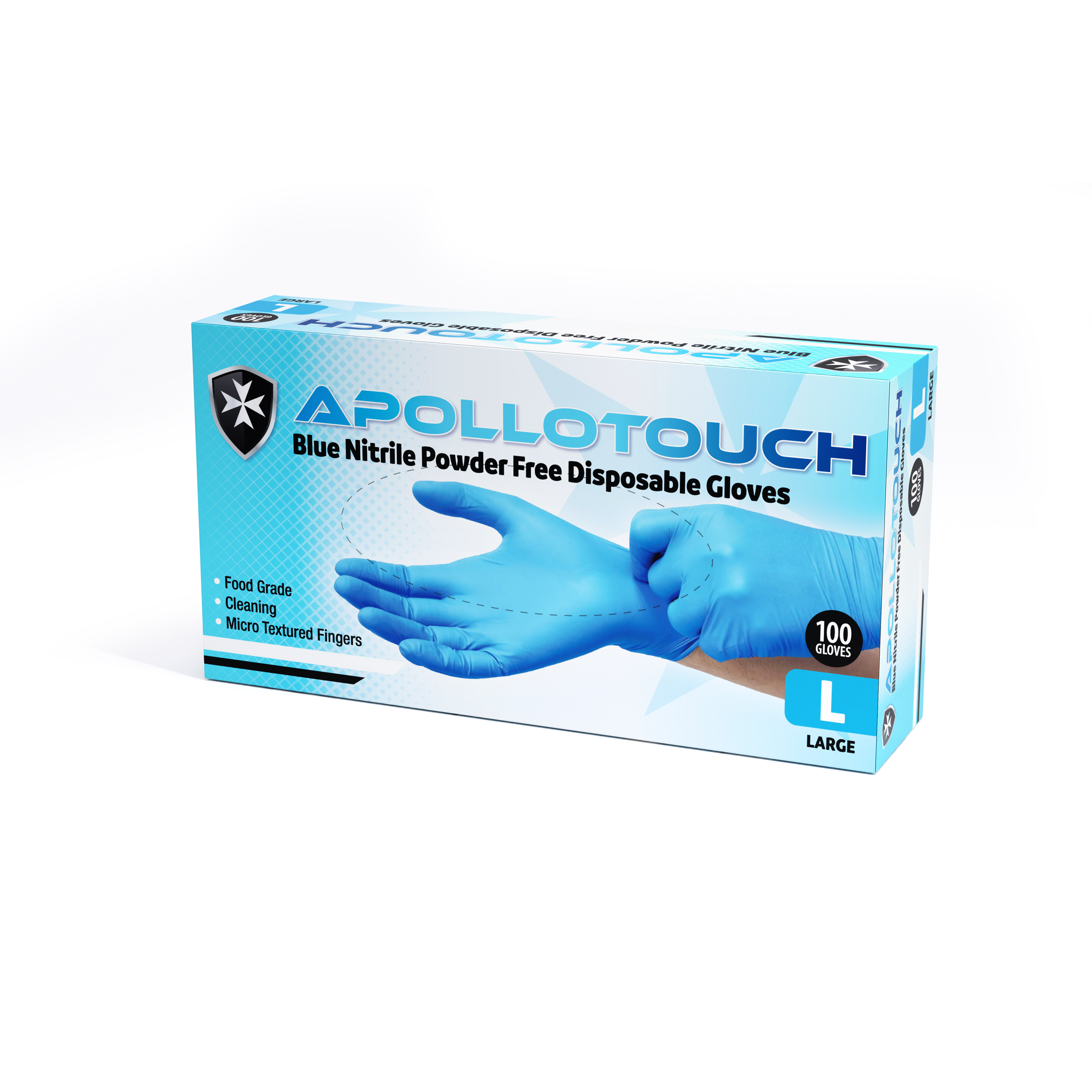 Apollo Touch Blue Nitrile Powder Free Disposable Gloves