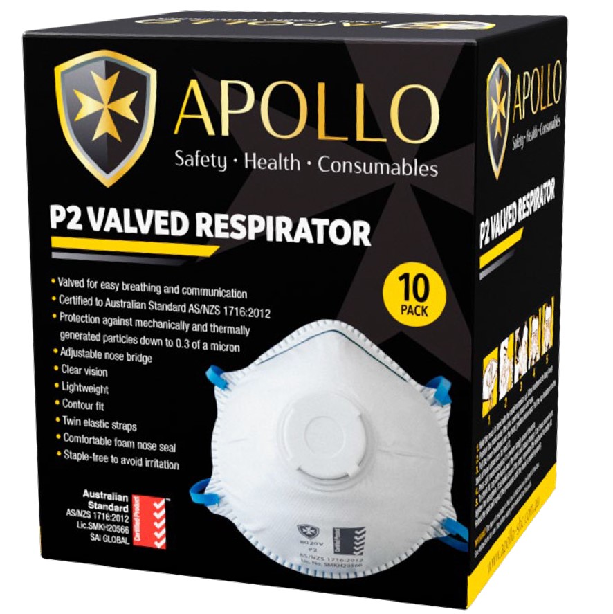 P2V Disposable dust mask Elastic Strap Valved Box of 10