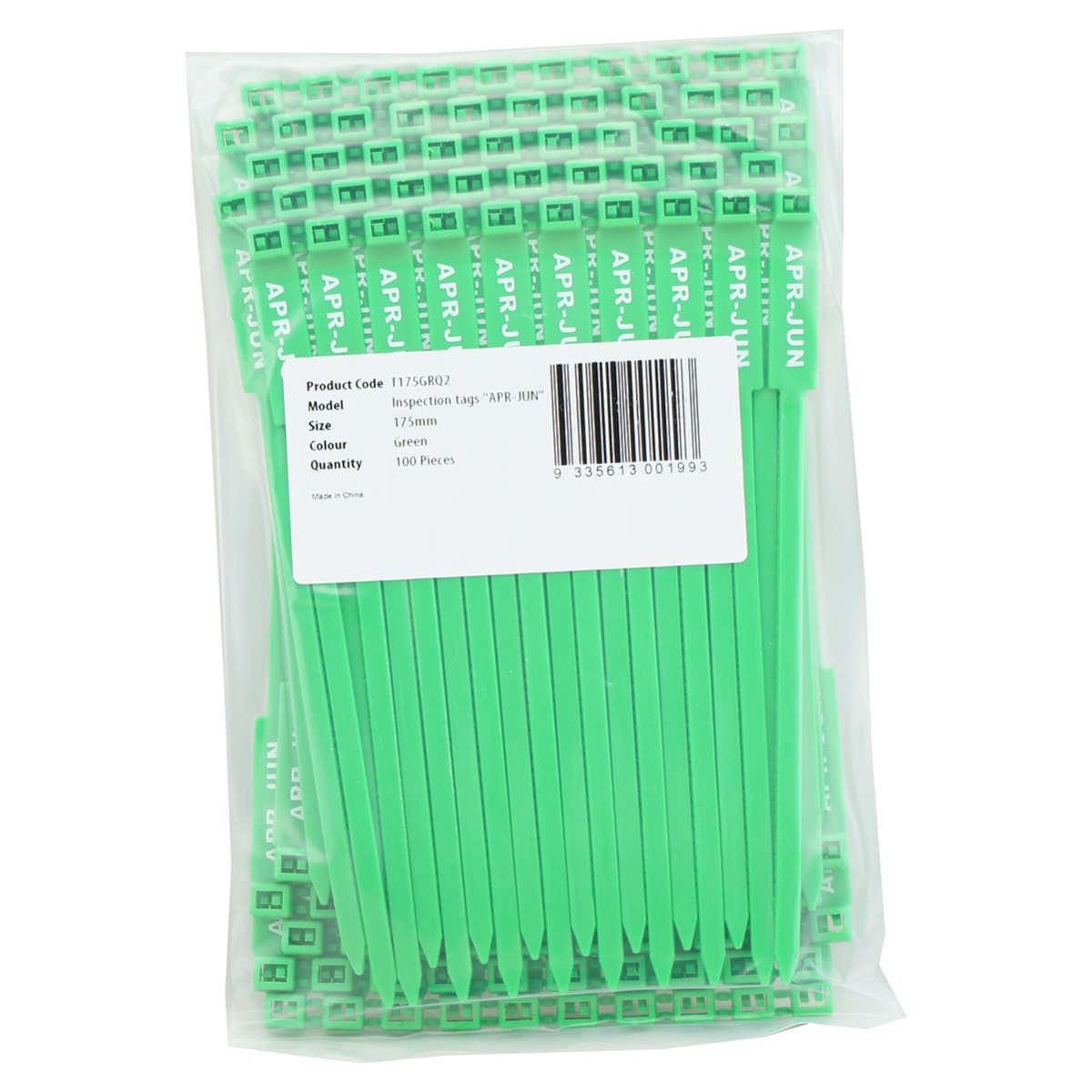 Rigging/Inspection Tags, "APR-JUN" Printed Text, Green, 100/bag
