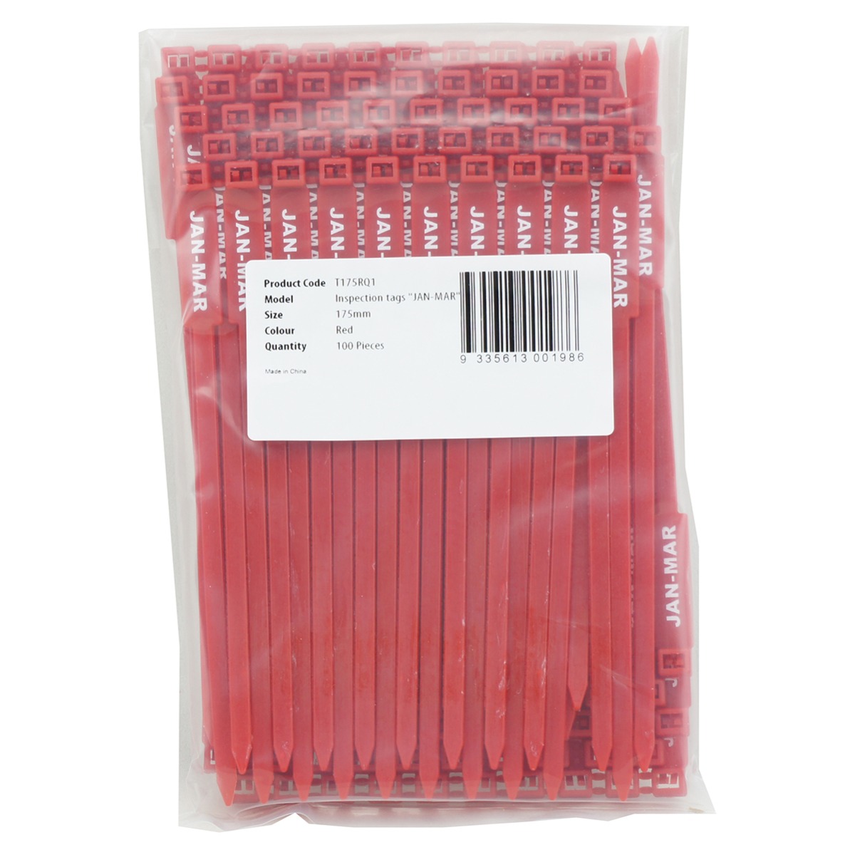 Rigging/Inspection Tags, "JAN-MAR" Printed Text, Red, 100/bag