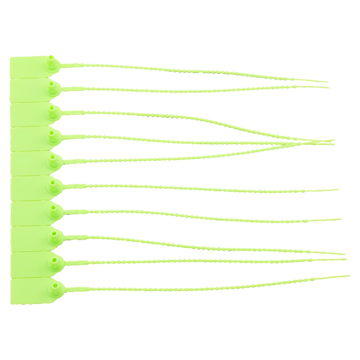 Tamper Evident Security Pull Tags, 215mmL Bag of 100 tags, Green