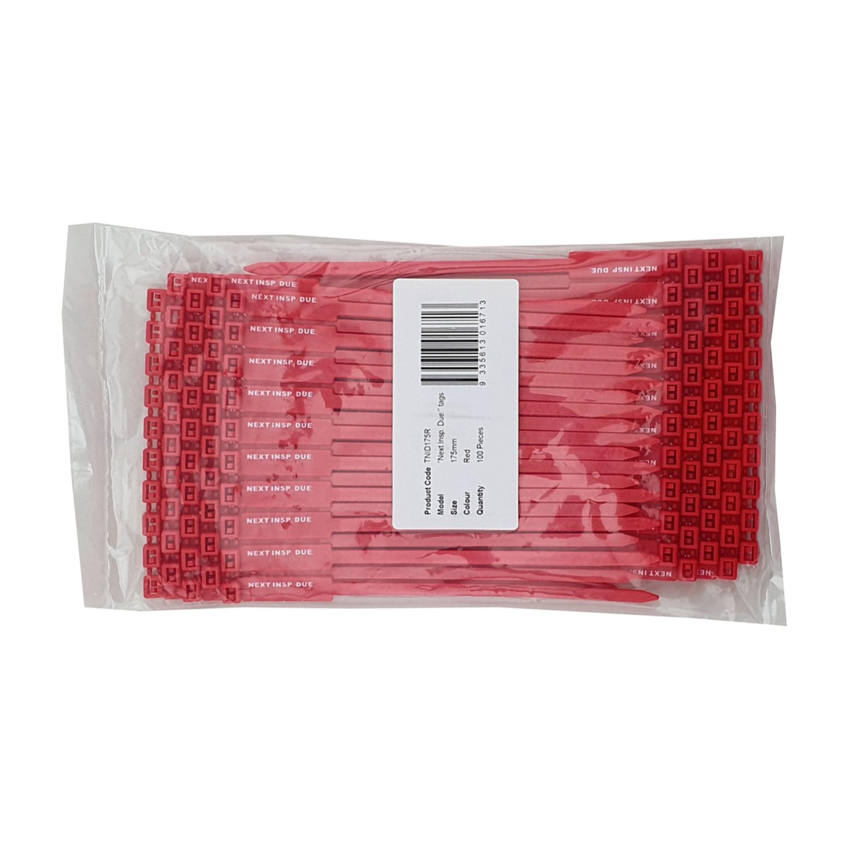 Rigging/Inspection Tags, "Next Insp Due" Printed Text, Red, 100/bag