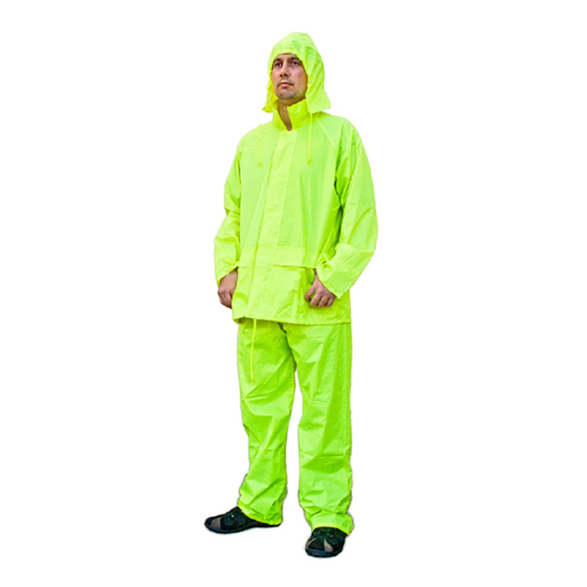 Rain suit, Jacket with Hood and Pants, Hi-vis Yellow/Lime