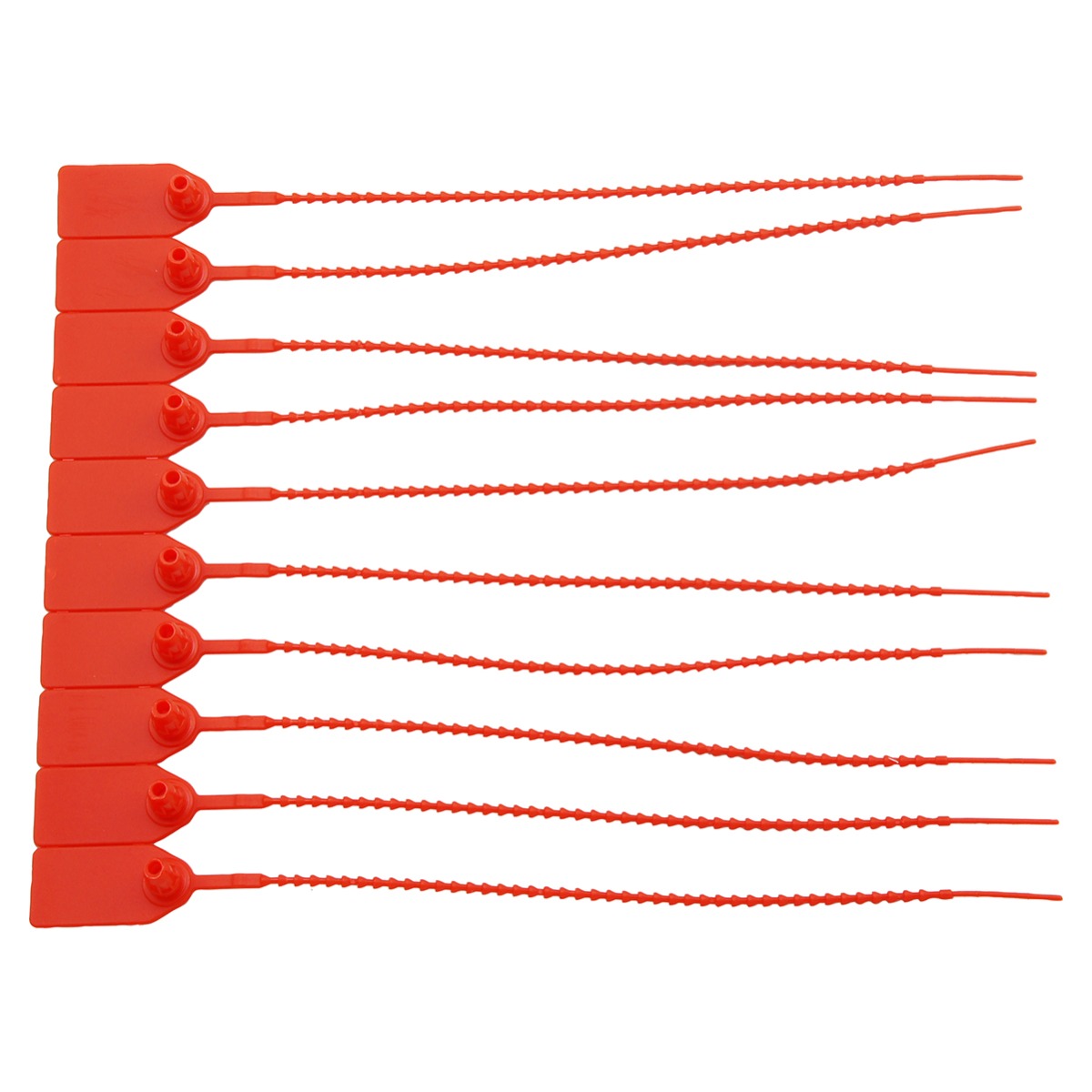 Tamper Evident Security Pull Tags, 215mmL Bag of 100 tags, Red