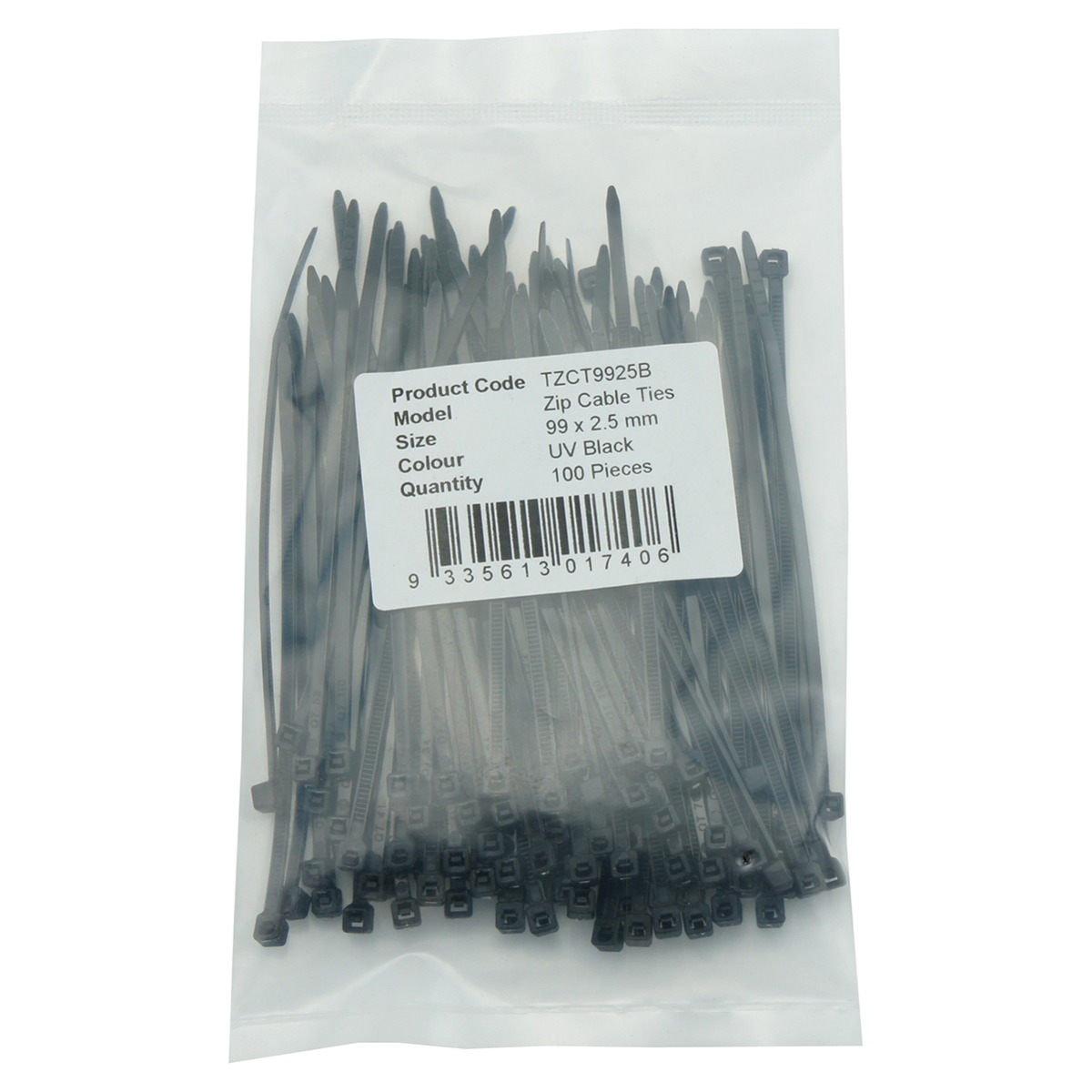 Cable Tie, 99x2.5mm, Black, 100/bag