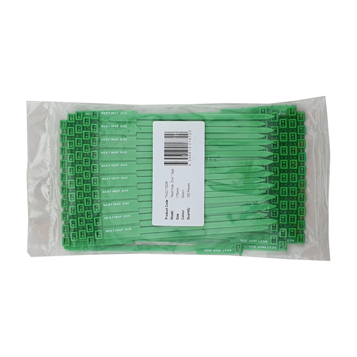 Rigging/Inspection Tags, "Next Insp Due" Printed Text, Green, 100/bag