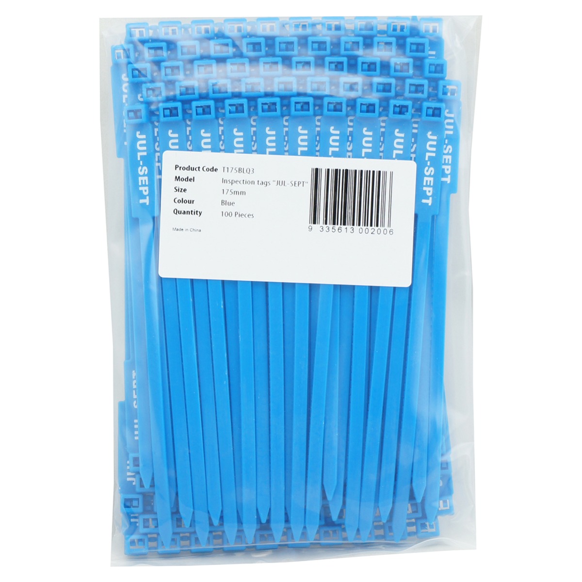 Rigging/Inspection Tags, "JUL-SEPT" Printed Text, Blue, 100/bag