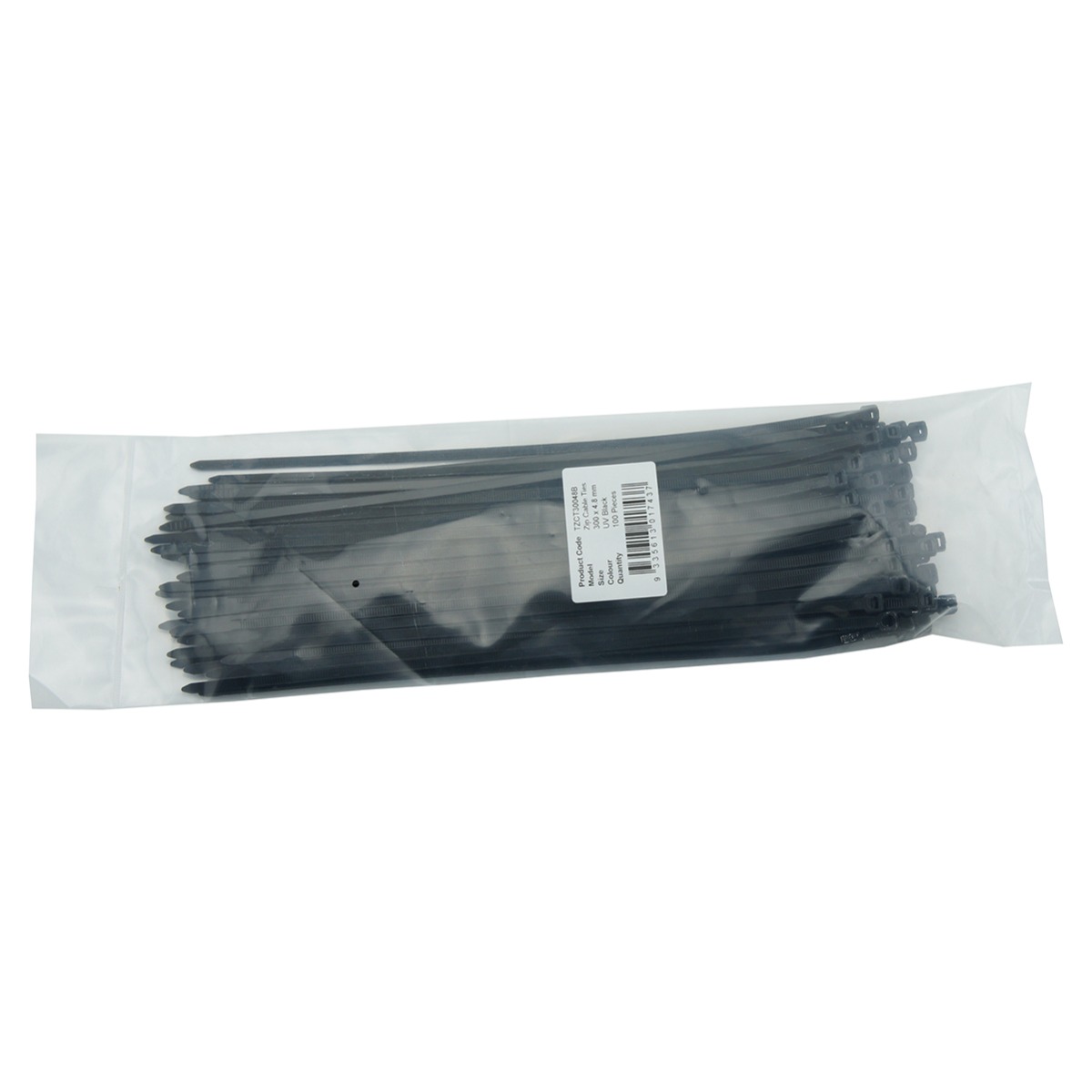 Cable Tie, 300x4.8mm, Black, 100/bag