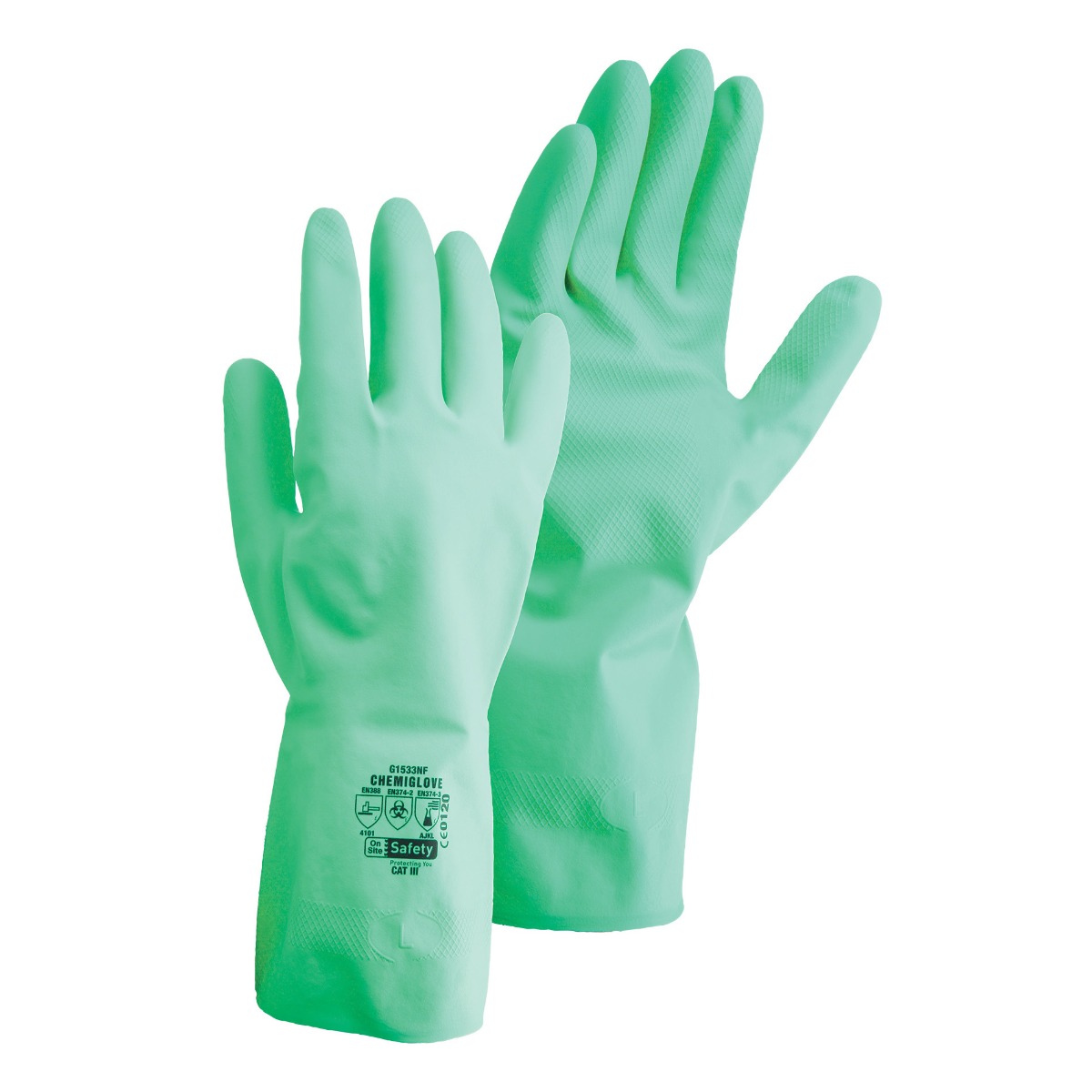 Chemiglove, Green, EN374:JKLNOT, EN388:4001X