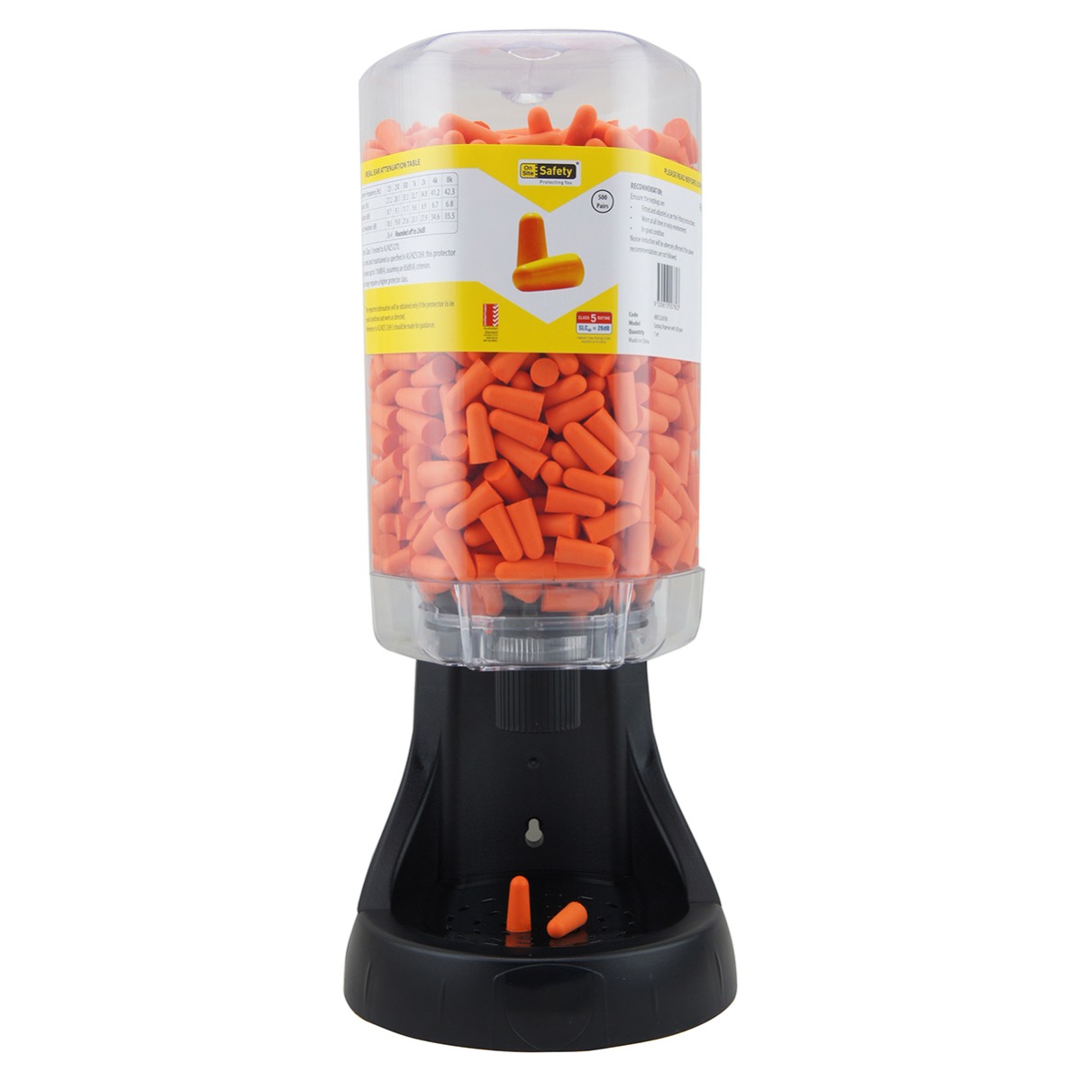 Uncorded Ear Plugs, Orange, Dispenser with 500 pairs loose, Class 5, 26dB