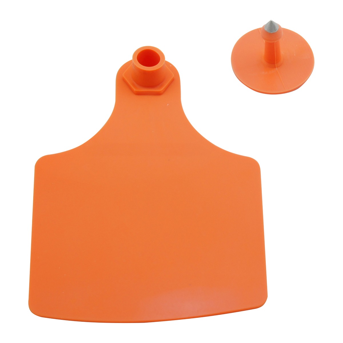 ID/Cattle Tags, Colour Matching Stud, 100x75mm, Orange, 100 sets per bag