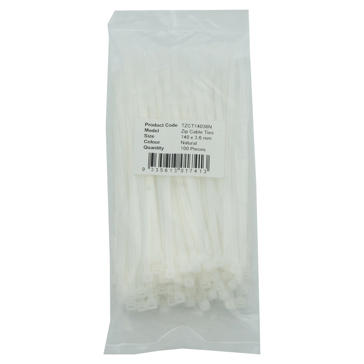 Cable Tie, 140x3.6mm, Natural, 100/bag