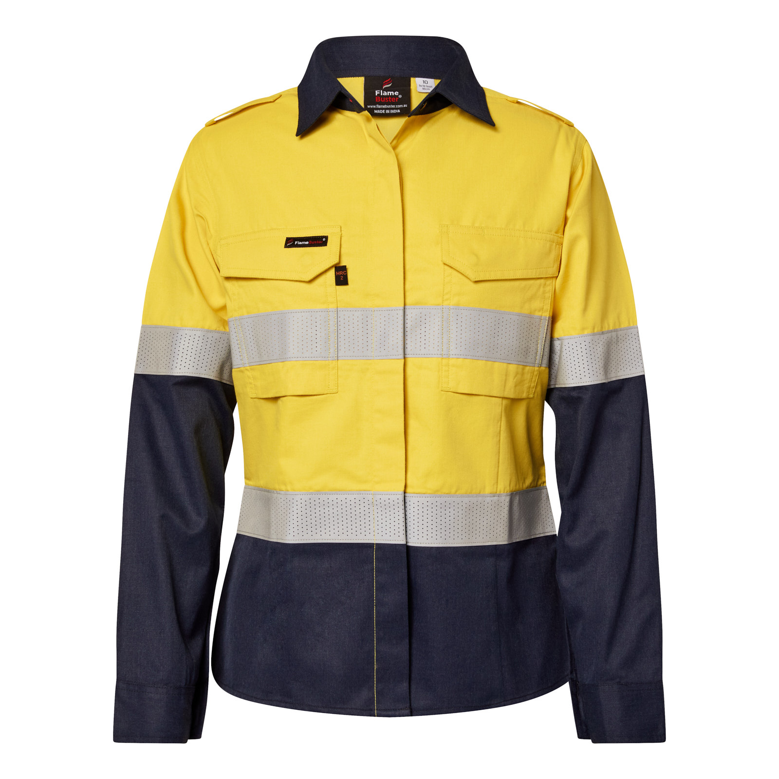Torrent HRC2 Ladies Hi Vis Two Tone Open Front Shirt with Gusset Sleeves and FR Reflective Tape thumbnail 3