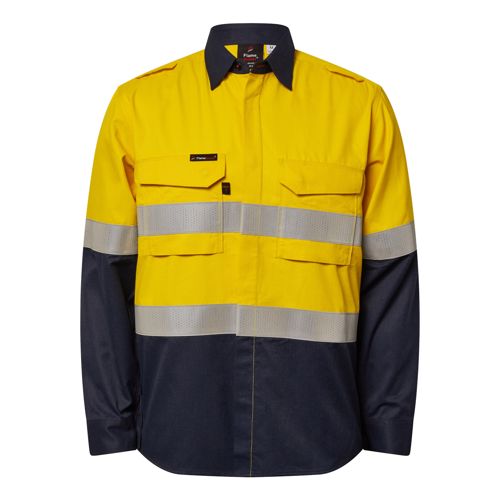 TORRENT HRC2 MEN'S HI VIS TWO TONE OPEN FRONT SHIRT WITH GUSSET SLEEVES AND FR REFLECTIVE TAPE