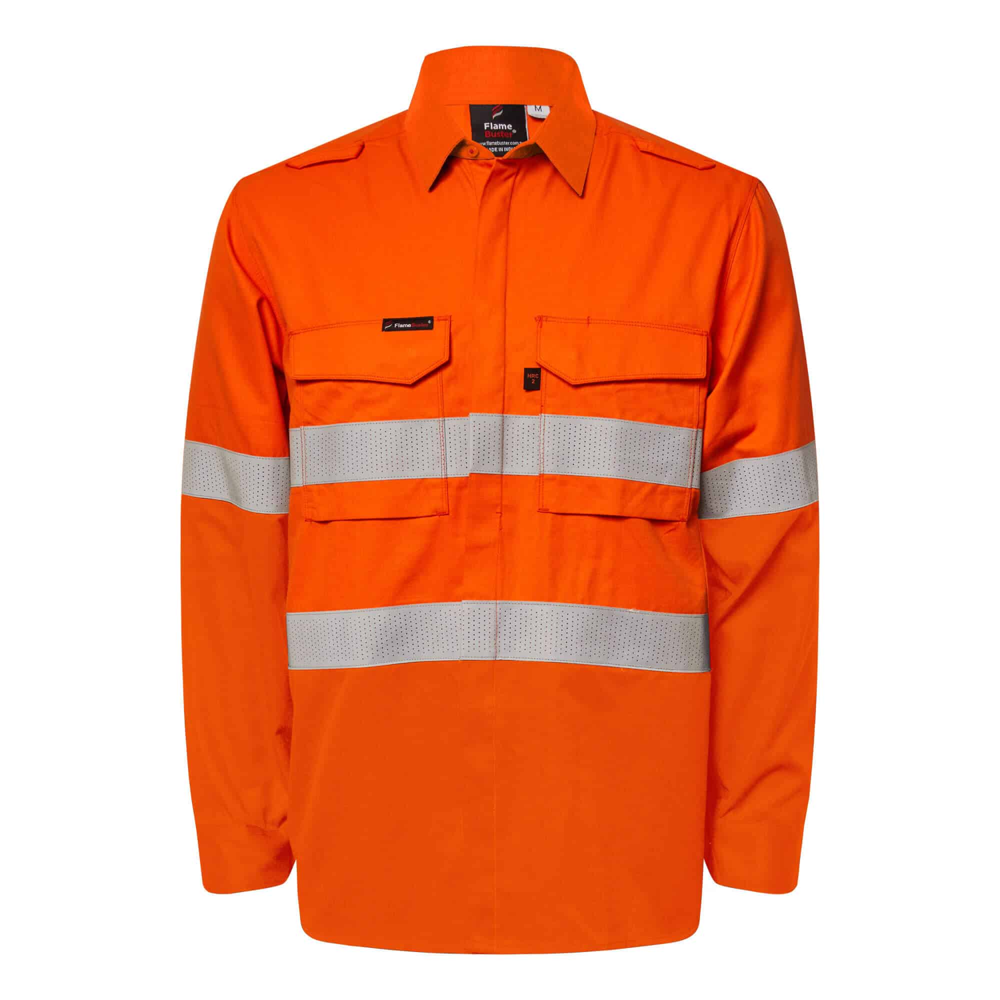 TORRENT HRC2 MEN'S HI VIS TWO TONE OPEN FRONT SHIRT WITH GUSSET SLEEVES AND FR REFLECTIVE TAPE