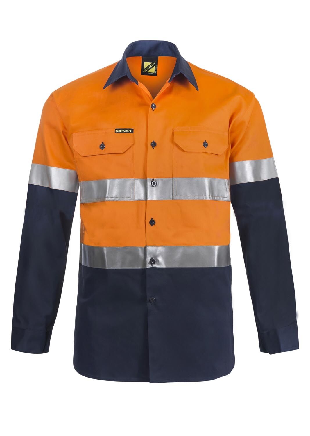 Hi Vis Two Tone Long Sleeve Cotton Drill Shirt with CSR Reflective Tape thumbnail 3