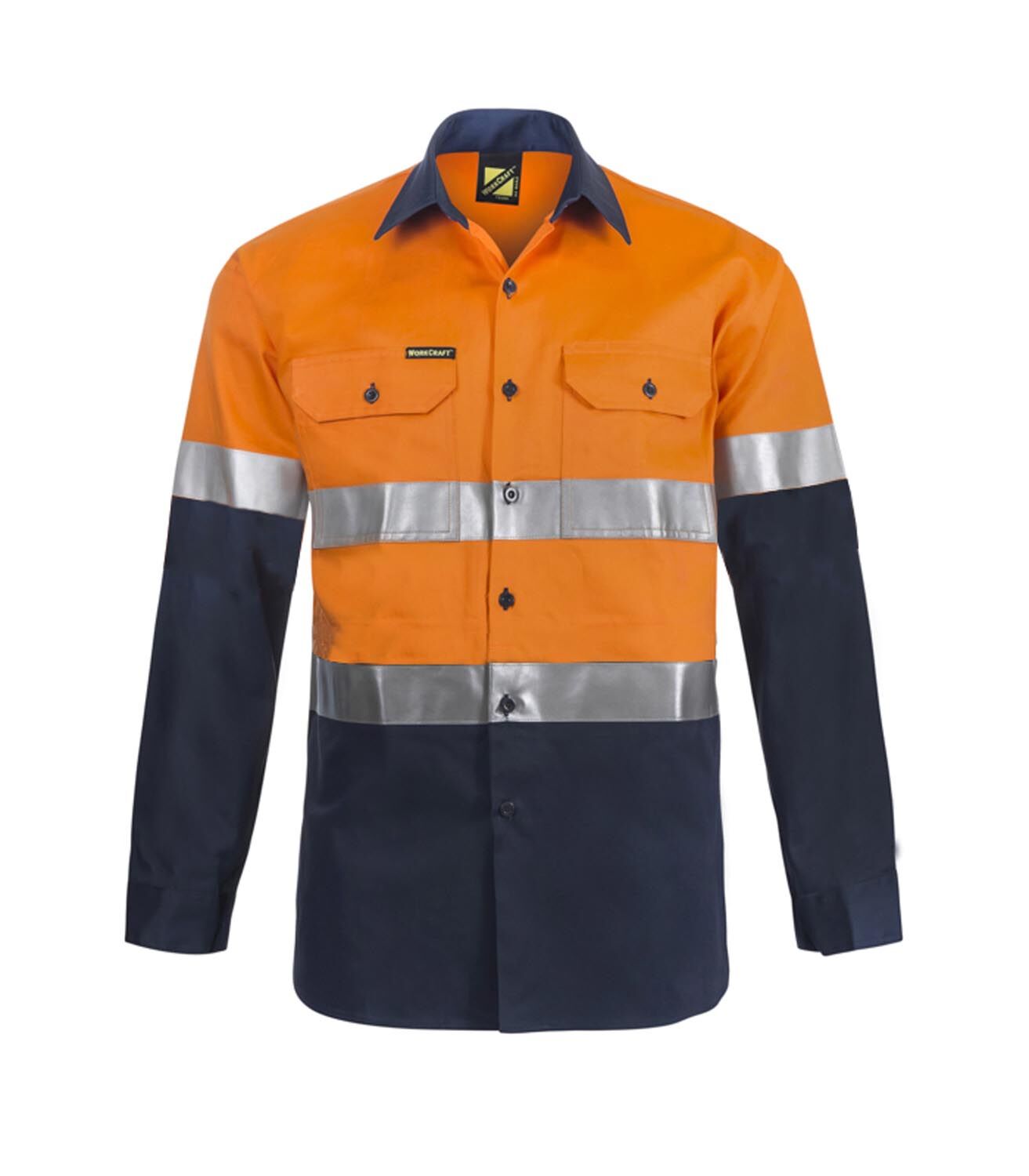 Lightweight Hi Vis Two Tone Long Sleeve Vented Cotton Drill Shirt with CSR Reflective Tape