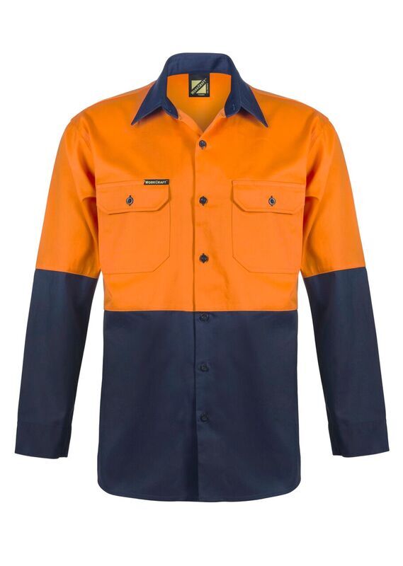 Hi Vis Two Tone Long Sleeve Cotton Drill Shirt thumbnail 3