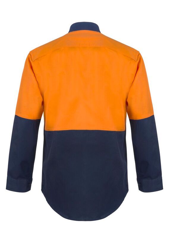 Hi Vis Two Tone Long Sleeve Cotton Drill Shirt thumbnail 4