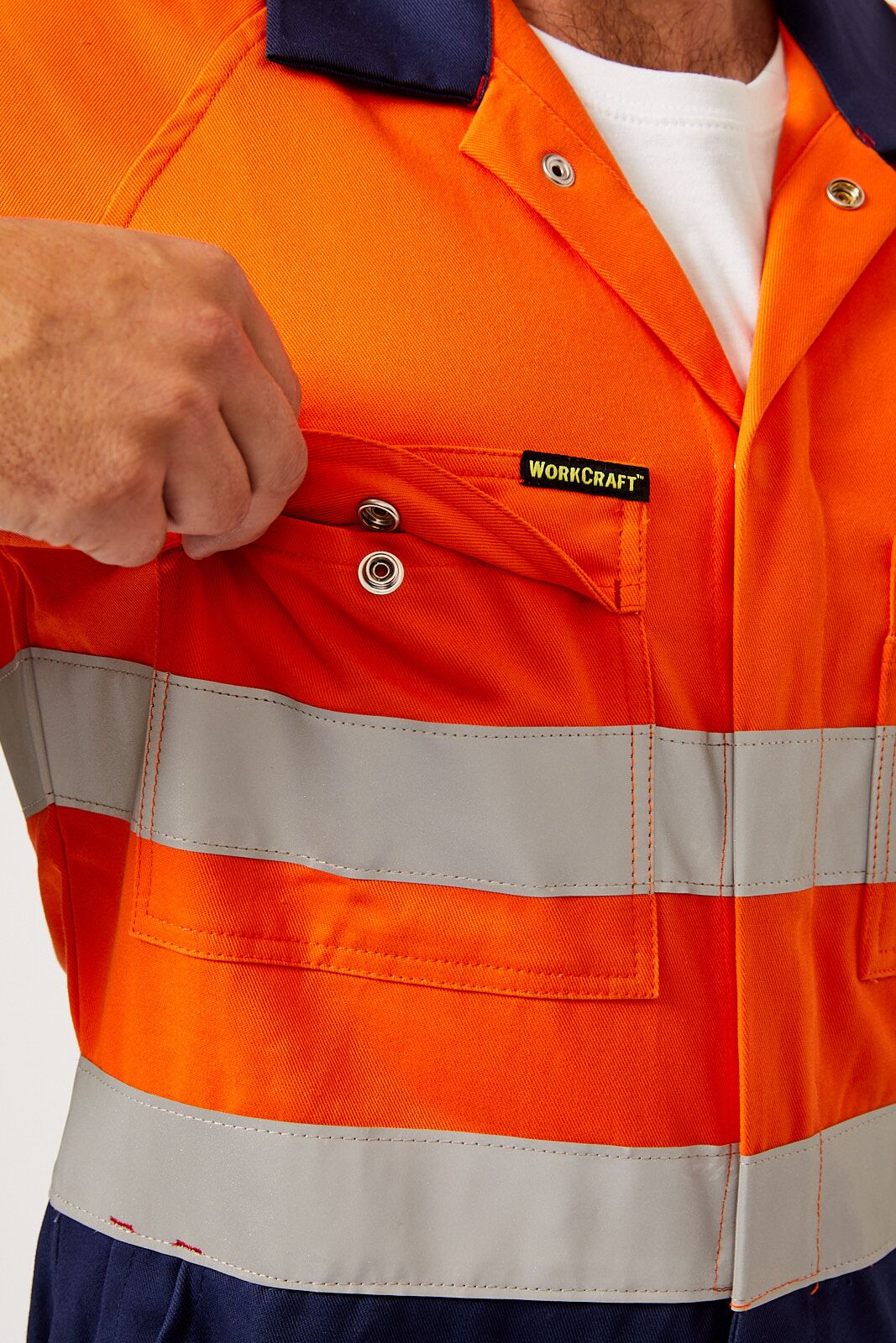 Hi Vis Two Tone Cotton Drill Coveralls with Industrial Laundry Reflective Tape thumbnail 6